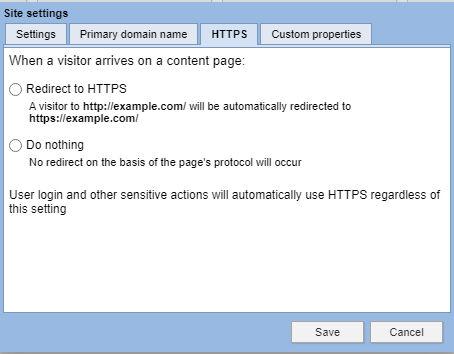 Site Settings - HTTPS